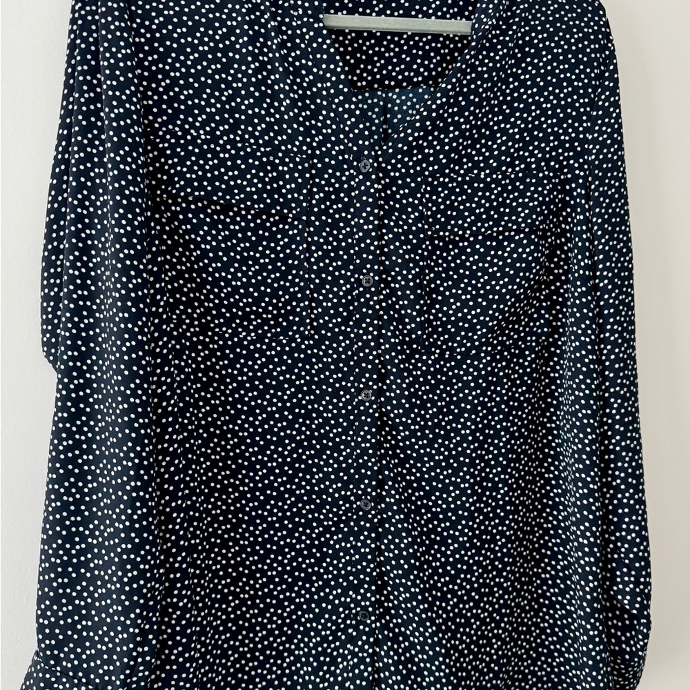 Jones New York Navy Blue Polka Dot Women's Top - XL